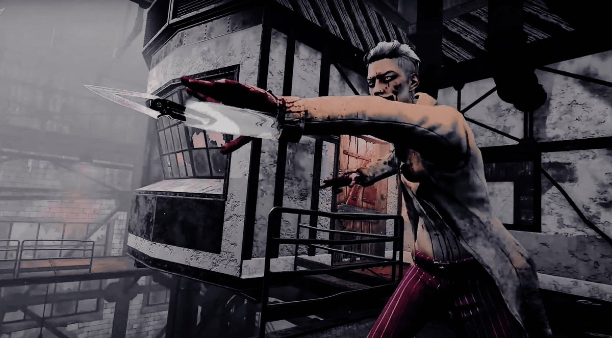 FamedTrickster's tweet photo. How utterly annoying , the chase was a thrill he’d get behind but such cliche tactics and no less the light . Though blinded a moment several of his signature blades were tossed in the survivors direction . https://t.co/QcZcXLd0v5
