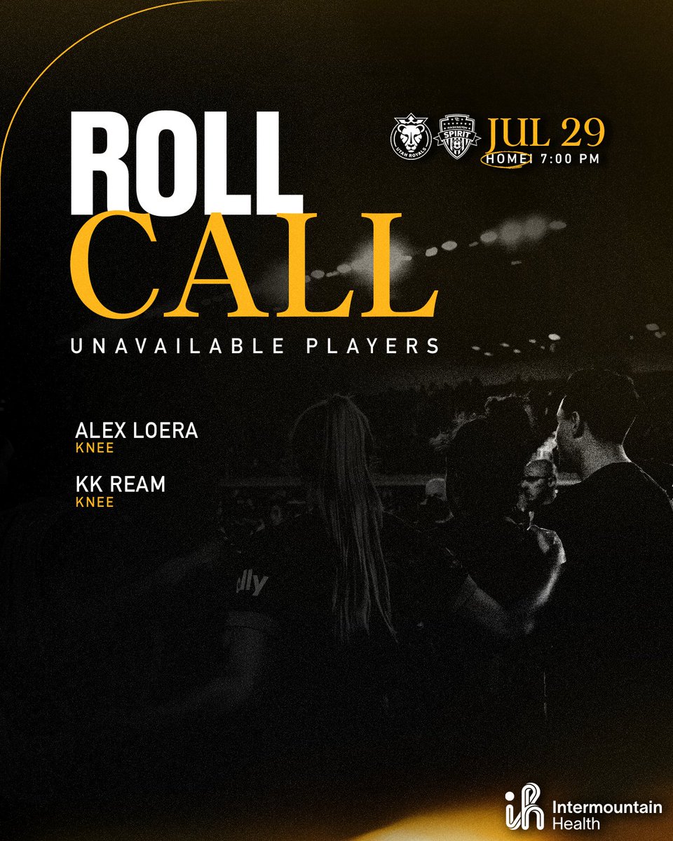 UtahRoyalsFC's tweet photo. Roll Call remains the same

#UTAvWAS | @Intermountain https://t.co/WglwqlIMgy