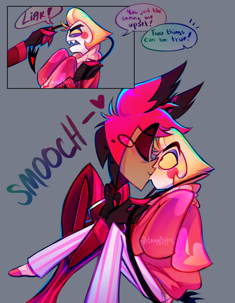 strawijuice's tweet photo. Day 5: "Stop laughing at me bambi!"⭐︎
#radioapple #hazbinhotel #LuciferPinkWeek2026 https://t.co/BsZ5WXR8nF