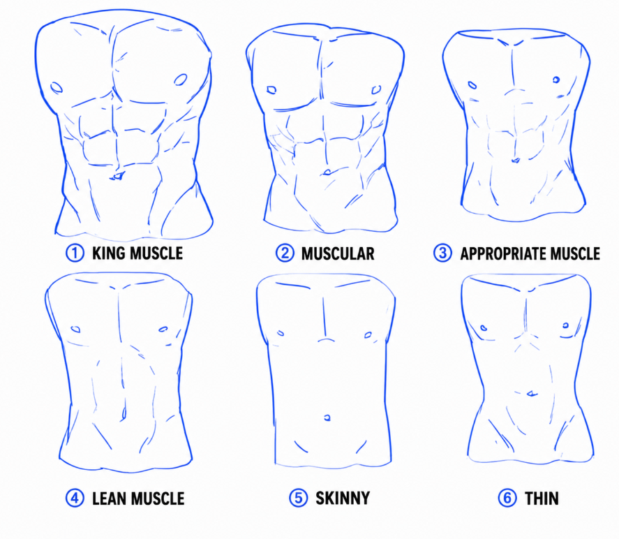 BearDesignX's tweet photo. 6 torsos, pick your fighter. 'king muscle' isn't subtle about which one it wants to be. https://t.co/FmOwHJQNzO