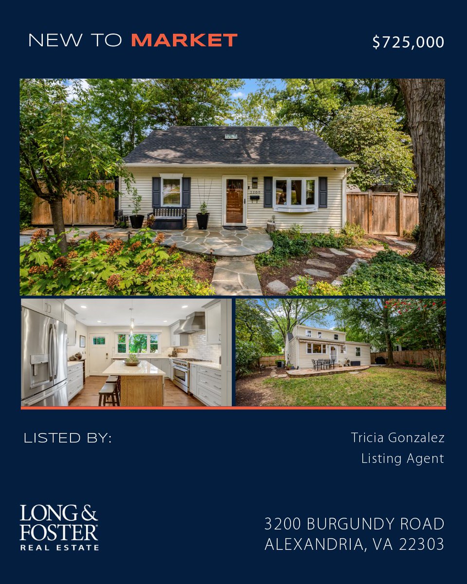 TriciaCGonzalez's tweet photo. 🏡 NEW LISTING | Alexandria, VA
✨ Beautifully updated Cape Cod at📍3200 Burgundy Rd., Alexandria, VA

🛏️ 3 Bedrooms
🛁 2 Baths
💎 ~$195K in documented upgrades since 2020
👨‍🍳 Designer chef's kitchen
📱 Smart home technology
🌿 Gorgeous outdoor living
📍Minutes to Old Town, DC & Amazon HQ2

📩 DM me for details or a private tour!
#AlexandriaVA #AlexandriaVARealEstate #HomeForSale #Homebuyers #HouseForSale #LongAndFoster #NorthernVirginiaRealEstate #OnTheMarketNow #VirginiaRealEstate