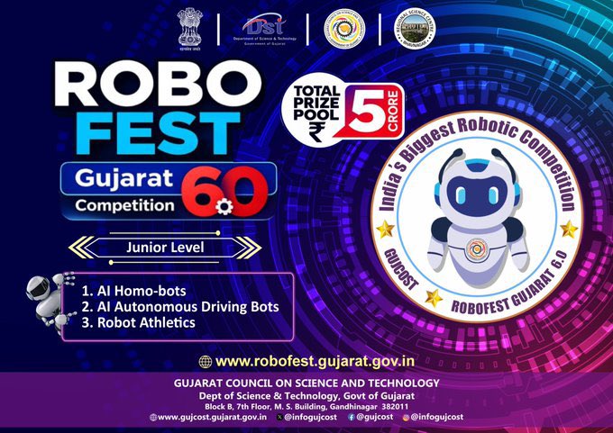 RSCBhavnagar's tweet photo. Innovation grows when young minds get the right platform. Through #RobofestGujarat6, @dstGujarat &amp; @InfoGujcost are encouraging students to create intelligent robotic solutions. @RSCBhavnagar is proud to host the Grand Finale, where ideas turn into innovations for a #ViksitBharat https://t.co/1jh5ErfA6P