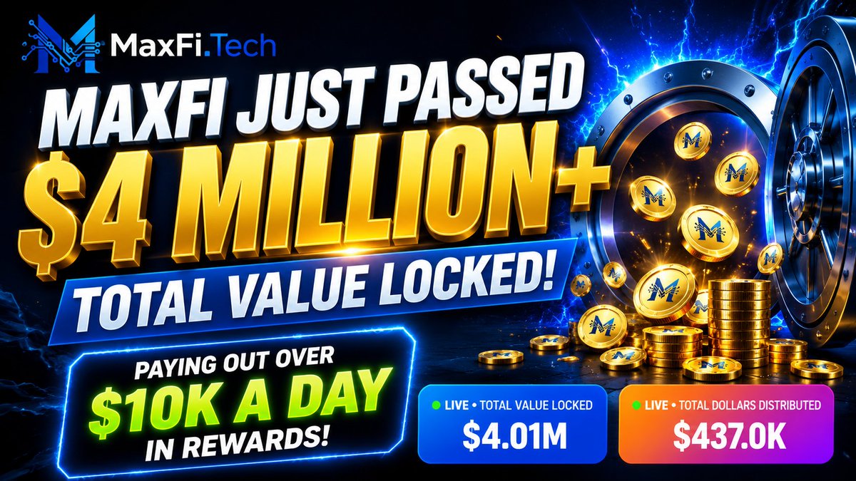 MAXFILABS's tweet photo. 🚀MAXFI PASSED $4,000,000 TVL. 🤯

In just a few months, MaxFi has grown to over $4M Total Value Locked. #1 LP Manager on Robinhood Chain 

Now Paying Out $10,000+ a DAY to the community

🔥 Now you can LP tokenized stocks on Robinhood Chain:
🍎 $AAPL  Apple
🎬 $NFLX  Netflix
🚗 $TSLA  Tesla

Instead of just holding your favorite assets put them to work earning swap fees with AI-powered, no-swap liquidity management.
✅ $4M+ TVL
✅ $437K+ Paid to the Community
✅ $10K+ Daily Rewards
✅ AI-Powered LP Management
✅ Robinhood Chain Stock LPs Are Live

The future of investing isn't just owning assets...
 It's earning from them. 🚀
🌐 https://t.co/JHVhSyjzFb
💬 https://t.co/jKdjaBDVO8