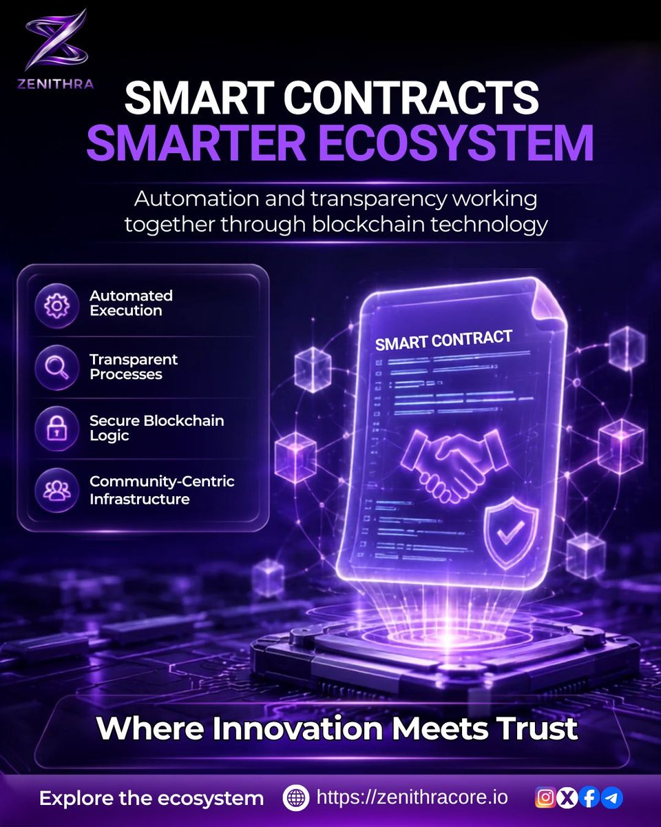 ZenithraCore's tweet photo. Smart Contracts. Smarter Ecosystem

The future of blockchain is powered by automation, transparency, and trust

Visit https://t.co/ZroslJw2Vh

#Zenithra #ZenithraCore #SmartContracts #Blockchain #Web3 #Crypto #DeFi #Decentralization #BlockchainTechnology #Innovation #Transparency https://t.co/IKzhoY53O0