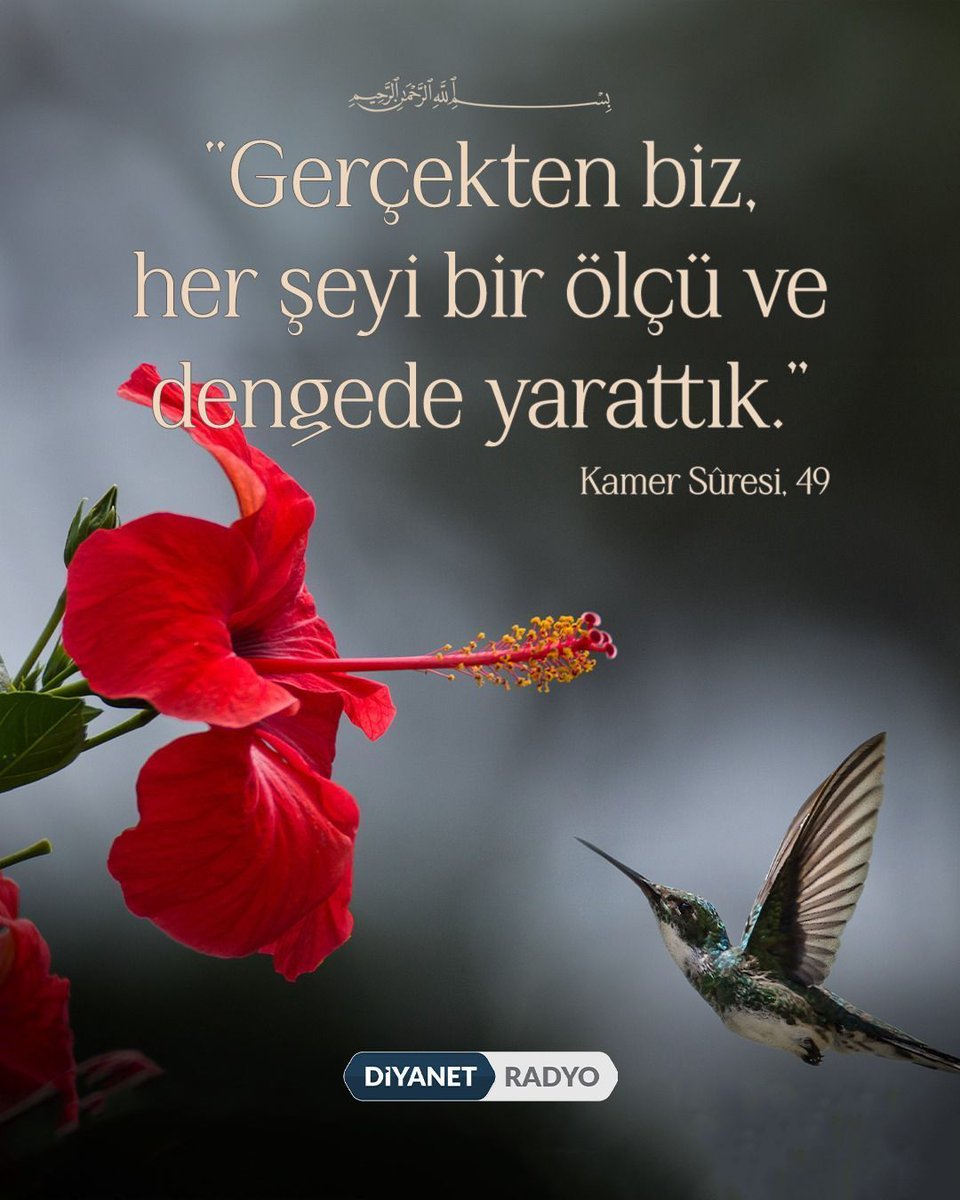 diyanetradyo's tweet photo. Rahmân ve Rahîm olan Allah'ın adıyla

❝Gerçekten biz, her şeyi bir ölçü ve dengede yarattık.❞

[Kamer Sûresi, 49] https://t.co/9mxYXPci6i