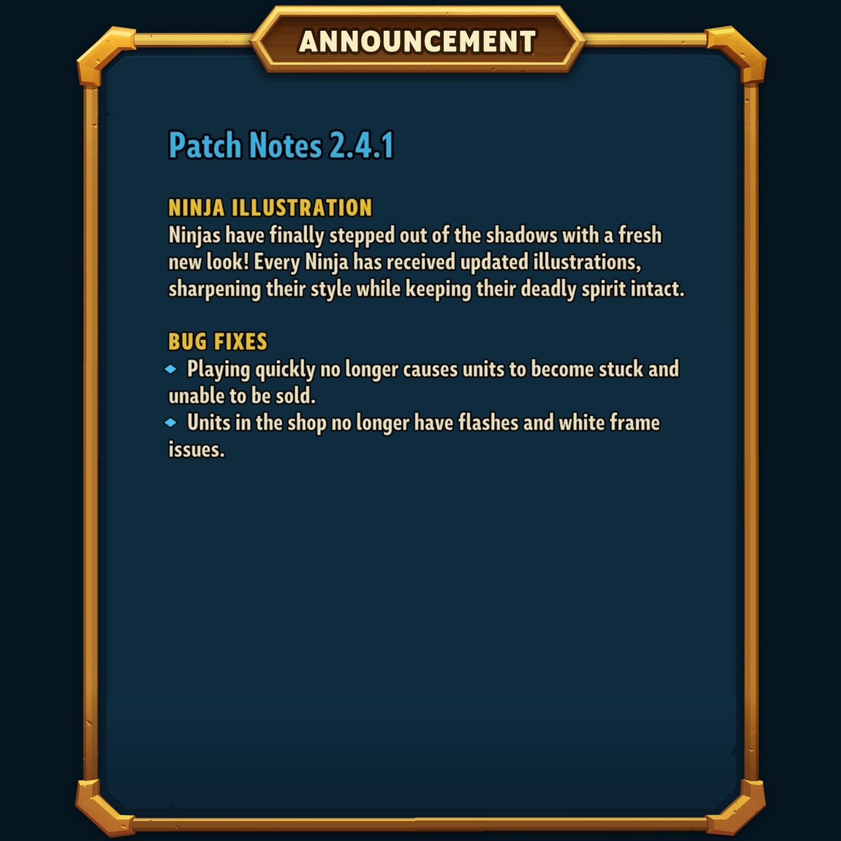 ArcaneRushh's tweet photo. The Ninjas Have Arrived in Style! 🥷

Every Ninja now features updated artwork, plus we've fixed a couple of issues to make gameplay even smoother.

See what's new below! 👇

#ArcaneRush https://t.co/IuXDwNeJNX