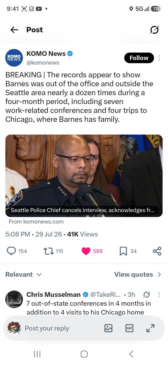JamesHo03148924's tweet photo. At over $300,000 a year in salary...
Who says crime doesn't pay..💰
Shon Barnes Chief of Police of the @SeattlePD is making 330K a year as a part time employee. Seriously Seattle, you can't get a better Chief than this #DEI clown? smh..🙄
#ShonBarnes #Seattle taxpayer leach. https://t.co/j05FgIjvkV