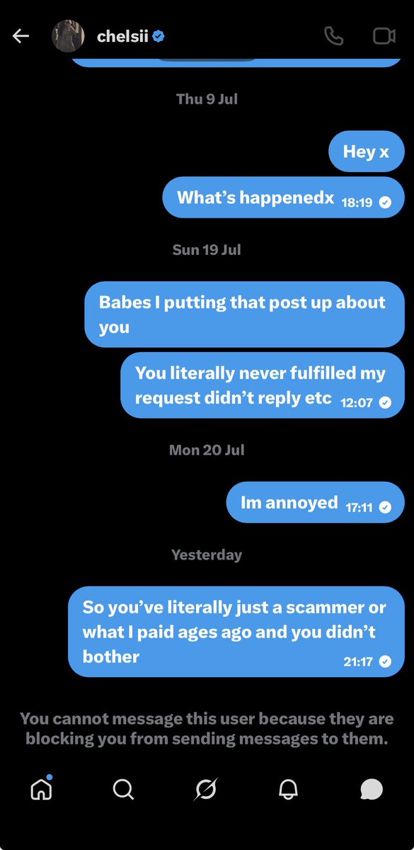Calsmith32's tweet photo. Just block you and scams you @ImTheOne4U_x https://t.co/N073E5PqeD