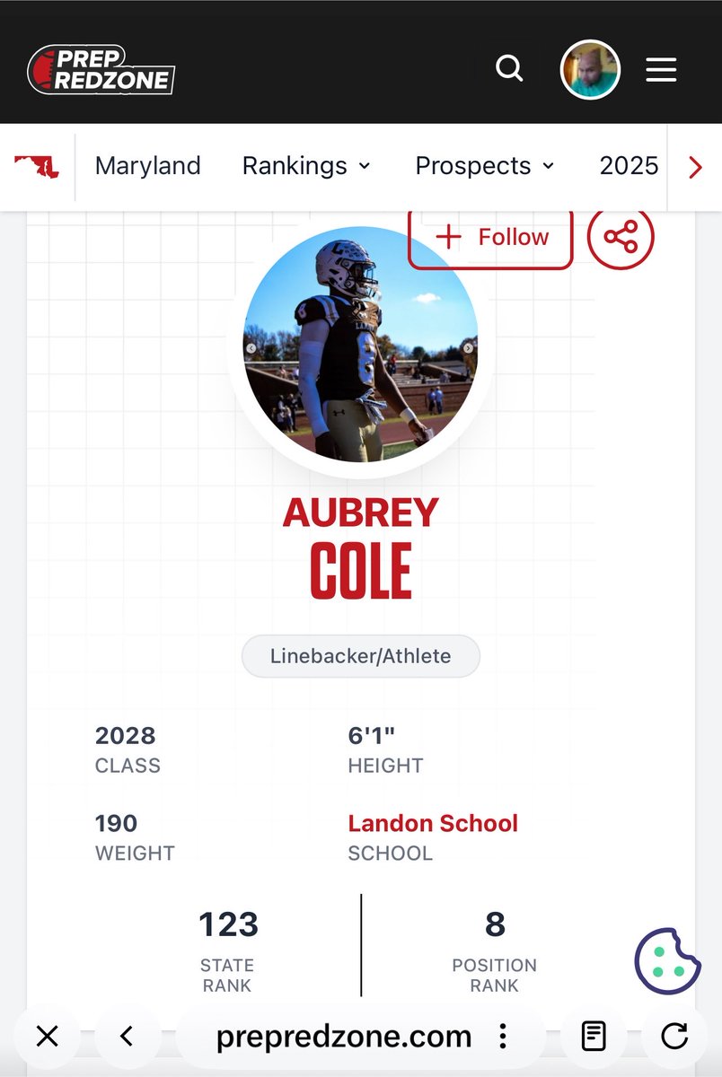 Aubrey_Cole11's tweet photo. Blessed to be ranked the Number 8 linebacker in Maryland. 

Not satisfied yet though, grind keeps going. 

Thank you @PrepRedzoneMD https://t.co/6gVPOJfI9s