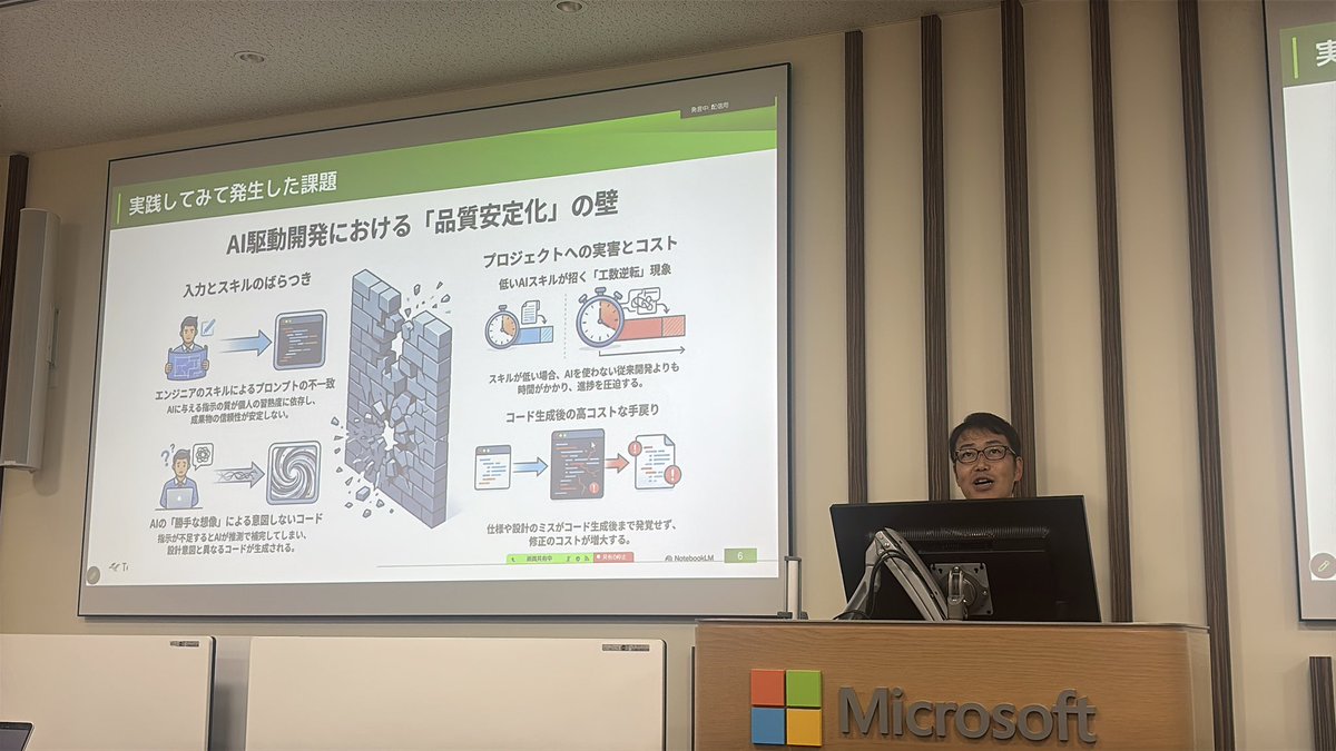 TechfirmRecruit's tweet photo. いざAI駆動開発に取り組み始めたときにぶつかる壁…。
会場の皆さんも頷いてくださっています…！
そこにcc-sddを導入すると…？
#aiddcon2026 
#aiddcon2026b https://t.co/N6vvXvCLcZ