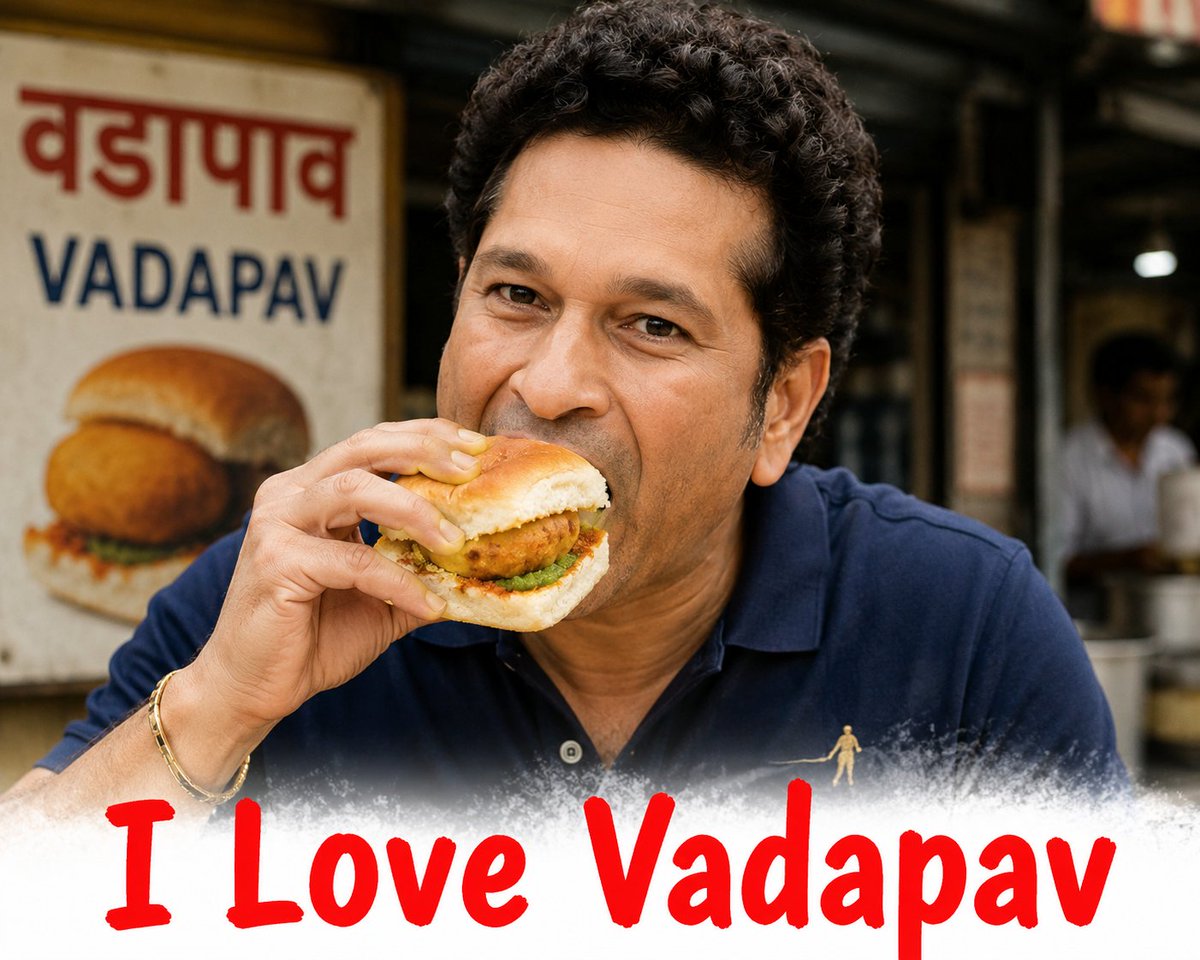 worlispeaks's tweet photo. @s_r_khandelwal 🥔🍔 The Master Blaster enjoying Mumbai's favorite snack! ❤️
I Love Vadapav! 😋
What's your favorite street food? 👇
SachinTendulkar #Sachin #GodOfCricket #MasterBlaster #VadaPav #ILoveVadaPav #Mumbai #MumbaiStreetFood #IndianFood #Foodie #StreetFood #FoodLover #Cricket https://t.co/IkwObK2c6S