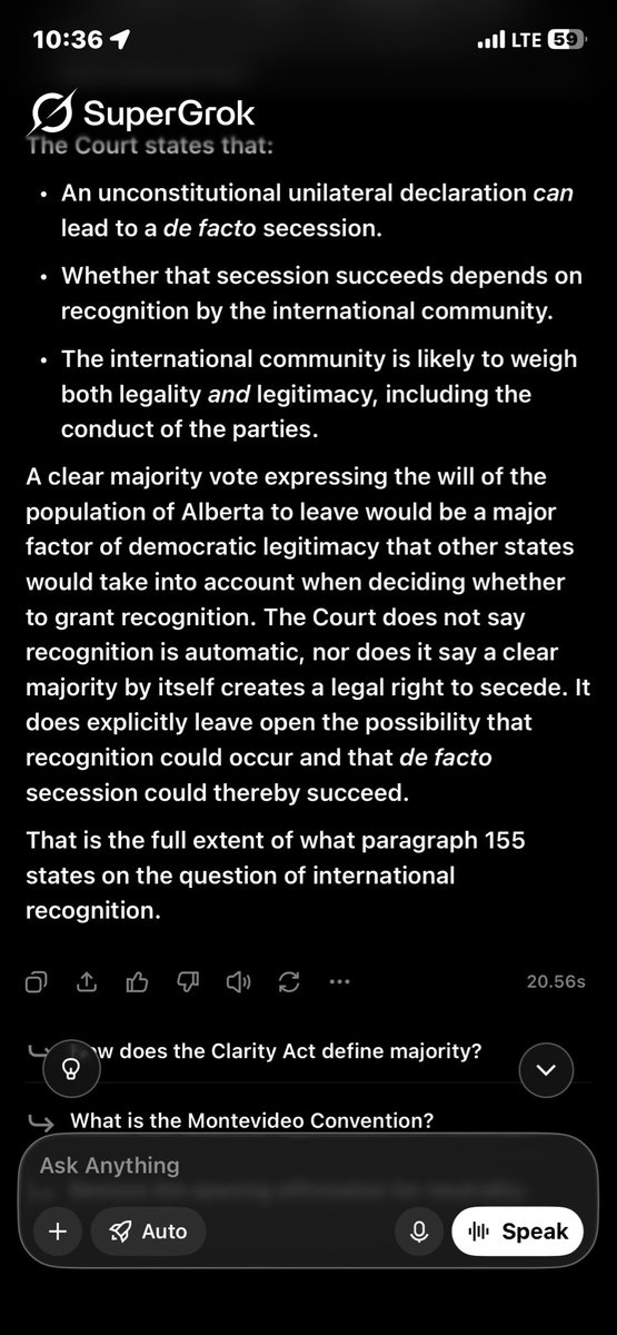 Jes_in_GP's tweet photo. Yes, we can leave. Excuse the swears but I was extremely frustrated. The issue with AI is it only researches whatever is prevalent on the Internet. And what do you think are the top pages on the Internet? So be specific when asking AI questions. #AlbertaIndependence https://t.co/A0U654VZJ8
