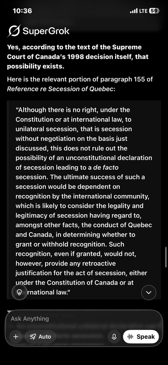 Jes_in_GP's tweet photo. Yes, we can leave. Excuse the swears but I was extremely frustrated. The issue with AI is it only researches whatever is prevalent on the Internet. And what do you think are the top pages on the Internet? So be specific when asking AI questions. #AlbertaIndependence https://t.co/A0U654VZJ8