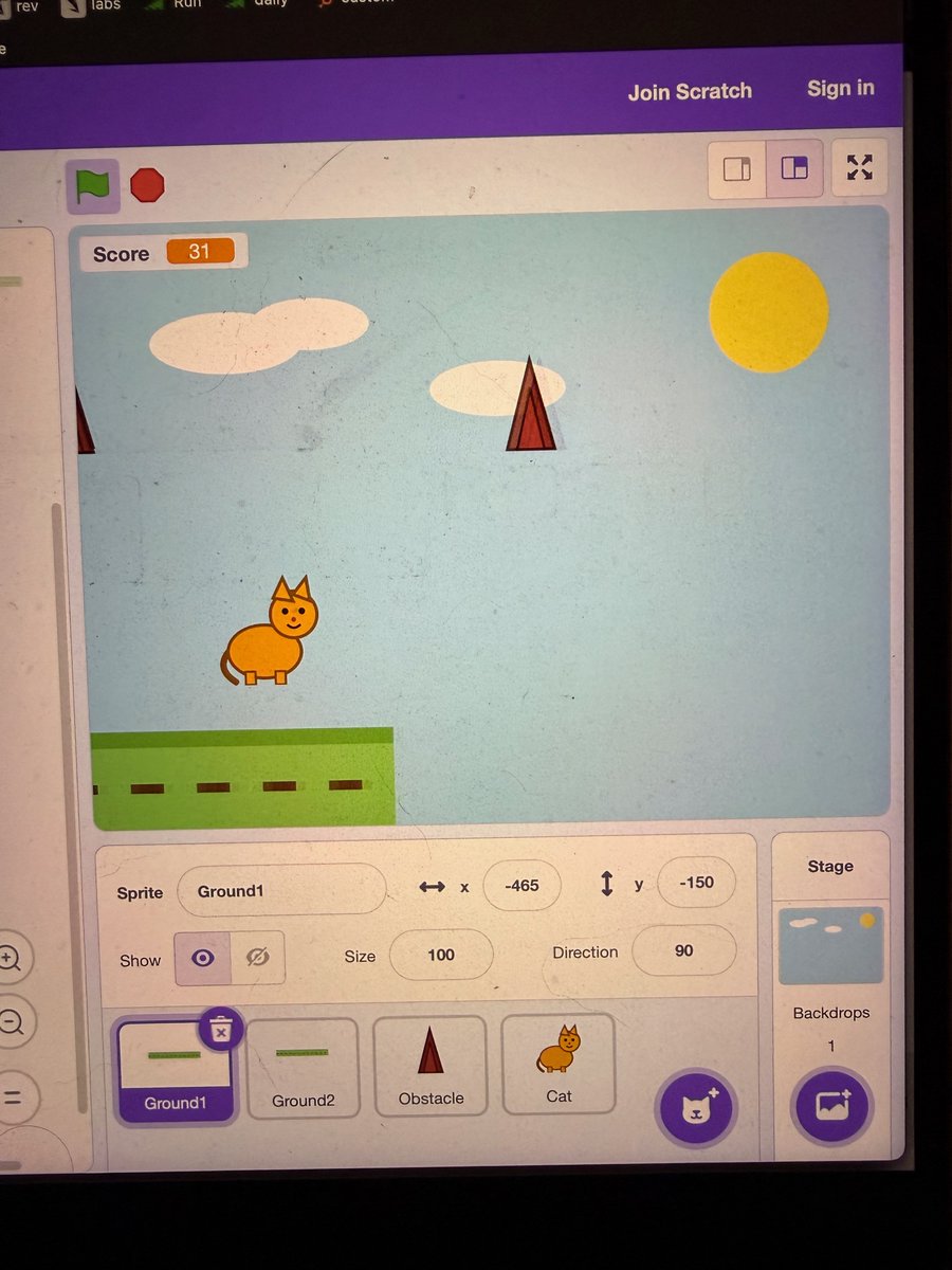 eric_j_NGS's tweet photo. Very impressed with Claude Sonnet 5. With a short prompt it generated a full game in the Scratch programming language after thinking for 90 seconds. It even drew the iconic Scratch cat sprite! https://t.co/BNGywaLuUc