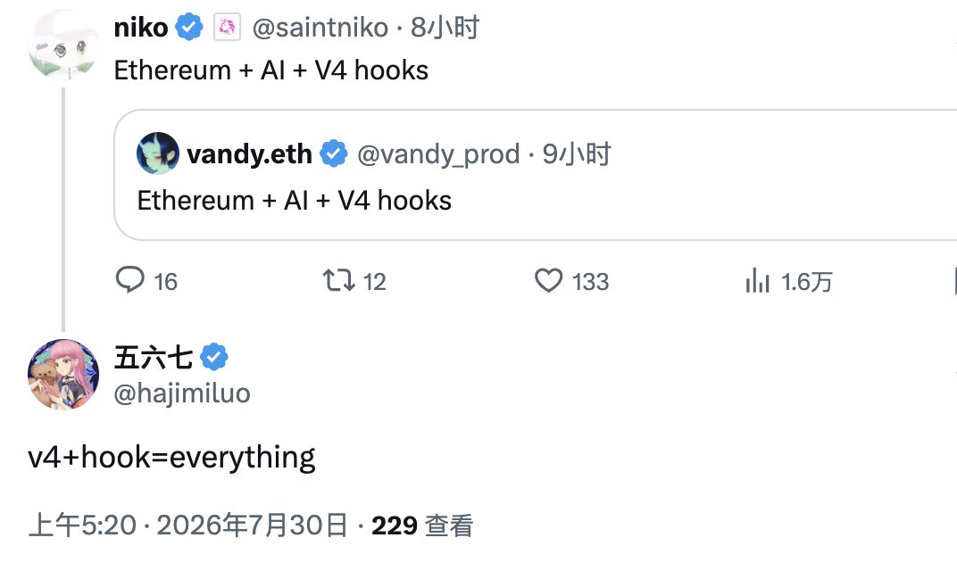 hajimiluo's tweet photo. 有种强烈的感觉

hook summer即将到来

最近uni团队成员持续奶hook

还出现各种新机制的hook代币起飞，给人一种以前defi处牛的感觉
前有 $fwa, $swing, $01 等hook代币一个月涨几十倍
昨天又发现出了个v4 hook 代币的发射台，平台代币一夜二十多倍涨到两百多万市值

还有一些老项目也开始活跃复活 $prism 和 $LOOP 

真是有种百花齐放的感觉了，兄弟们，一起迎接真正的hook summer吧， $sato $upeg