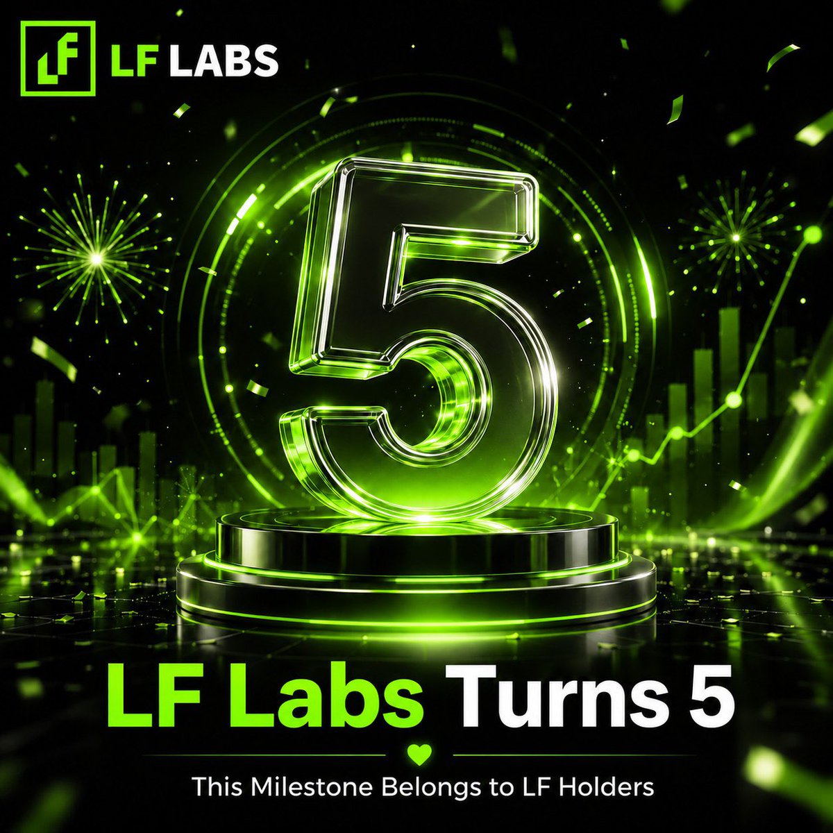 LFLabsToken's tweet photo. 5 years. One journey. One community. 💚

LF Labs turns 5 today, and this moment means more than just an anniversary.

It belongs to every holder who believed early, every community member who stayed strong, and everyone who continued to support the mission through every high and low.

Your trust, patience and belief helped bring LF Labs to this milestone.

This is not just our celebration.
This is yours.

Happy 5th Anniversary to the LF family.
The journey continues together. 🚀

#LFLabs #LF #LFHolders #LFCommunity #5thAnniversary #Crypto #Web3 #Mission1000X