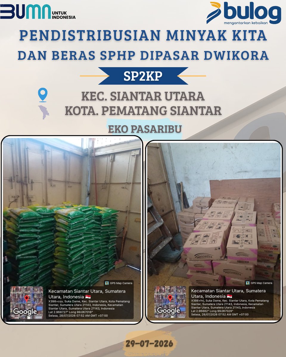BulogPsiantar's tweet photo. Pendistribusian Minyak Kita dan Beras SPHP di Pasar Dwikora Pematangsiantar

#bulognext #BULOG #bulogwujudkanswasembadapangan #MengantarkanKebaikan #bulogjagaketahananpangan https://t.co/LDnUkqcIUt