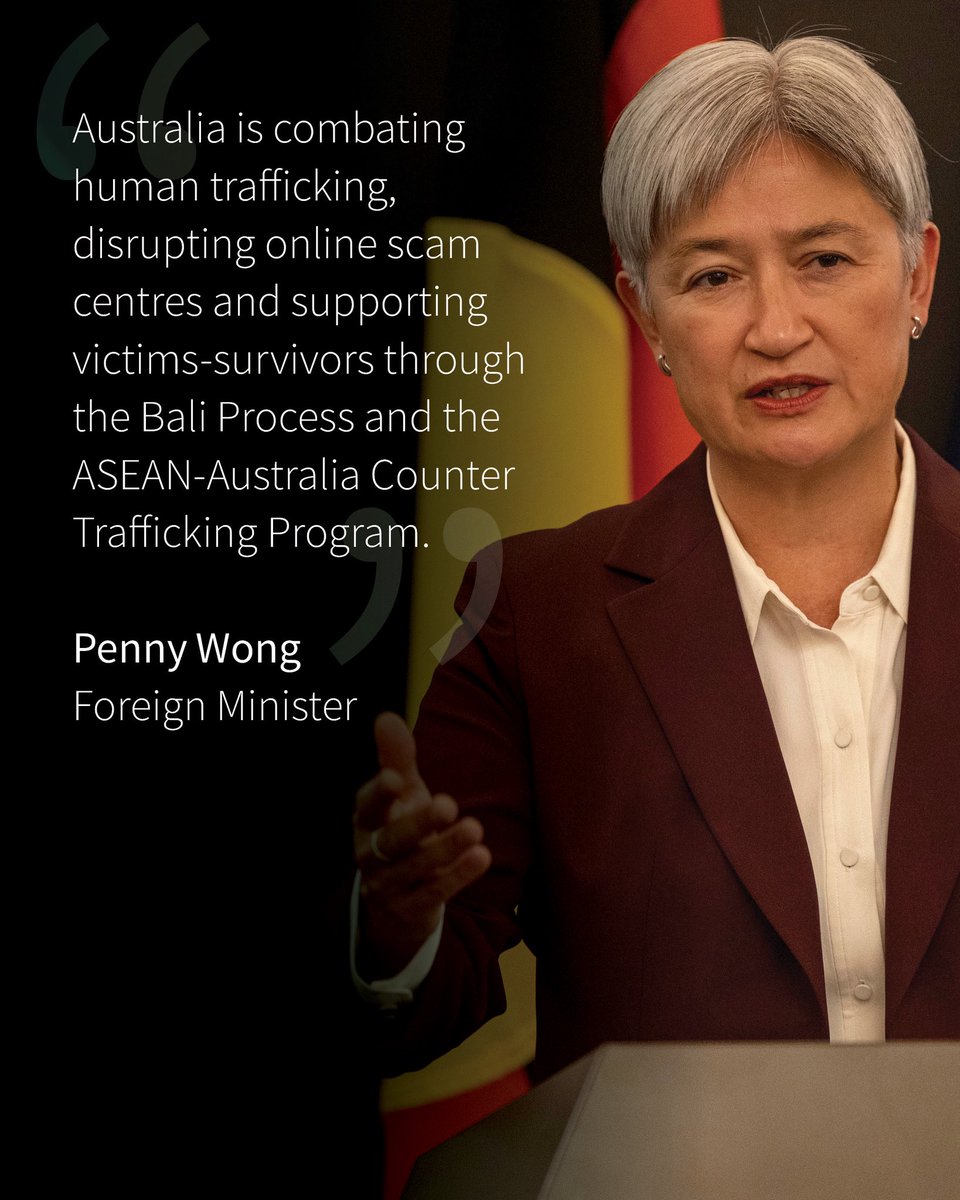 SenatorWong's tweet photo. Human trafficking is a global challenge that demands a global response.

On World Day Against Trafficking in Persons, Australia reaffirms our commitment to working with partners to prevent exploitation, protect vulnerable people and support survivors. https://t.co/awqtOSgVW8