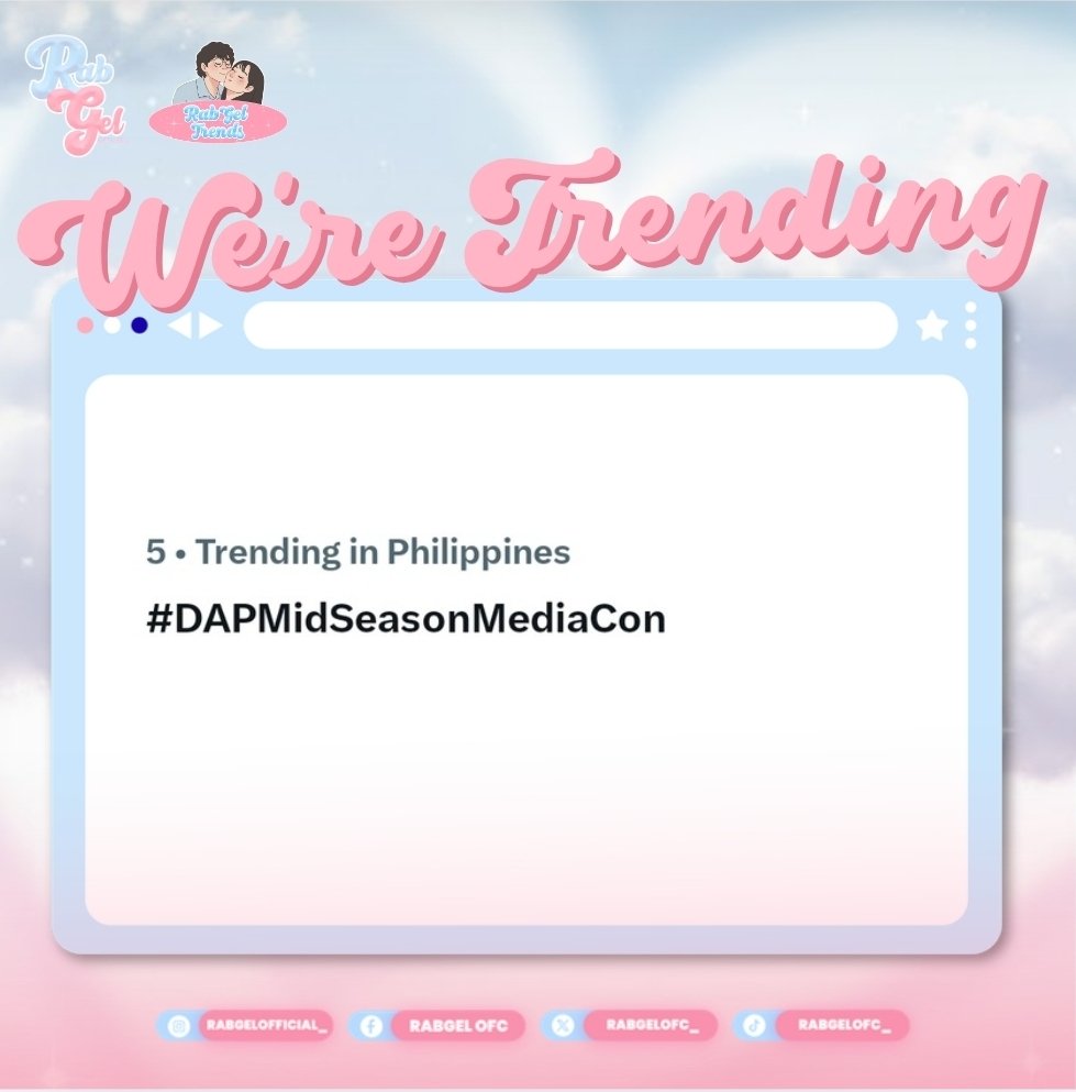 RABGELTS's tweet photo. Fifth spot! Ihabol natin yung tagline.

RABGEL DAP MIDSEASON
#DAPMidSeasonMediaCon https://t.co/y1YQzNbV56