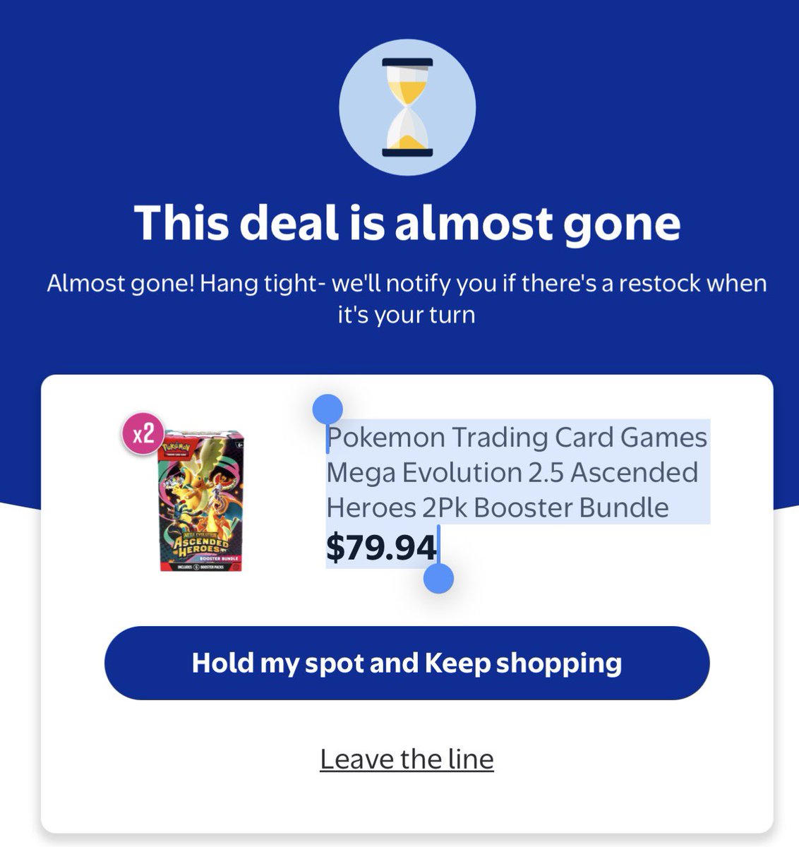 PokemonRestockr's tweet photo. Pokemon Trading Card Games Mega Evolution 2.5 Ascended Heroes 2Pk Booster Bundle $79.94

Queue is live at Walmart! 

https://t.co/AitXNkB9HB

#ad https://t.co/LG9PO1UNs6
