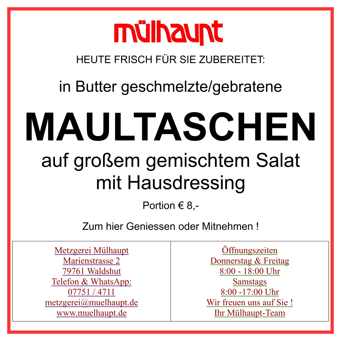 muelhaupt_metzg's tweet photo. #metzgerei #muelhaupt #waldshut #genießen #tages #menü #schwarzwald #regional #mittagessen #lecker #schlemmen #Sandwich #blackforest #shopping #w+f https://t.co/WHyI67bzYP