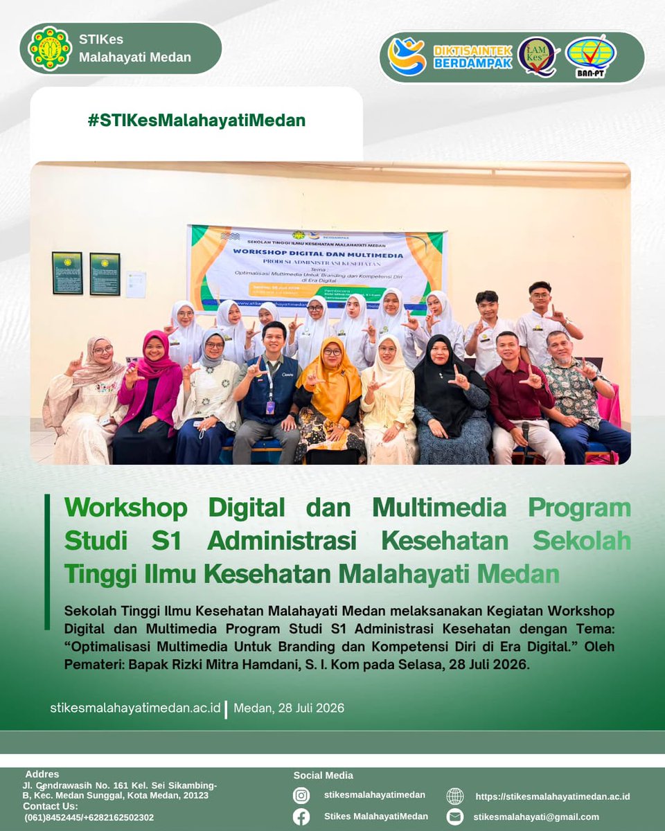 akpermalahayat1's tweet photo. 📚✨ Workshop Digital dan Multimedia Program Studi S1 Administrasi Kesehatan
#STIKesMalahayatiMedan #AdministrasiKesehatan #WorkshopDigital #Multimedia #PersonalBranding #KompetensiDiri #EraDigital #MahasiswaBerprestasi #KampusBerdampak https://t.co/o3CSJF7Pz9