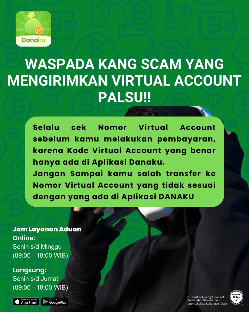 officialdanaku's tweet photo. Halo Sobat Danaku! ✨

Demi keamanan dan kenyamanan Anda, yuk kita biasakan untuk selalu cek ricek sebelum bertransaksi. Akhir-akhir ini, banyak oknum tidak bertanggung jawab yang mencoba menipu dengan menggunakan Nomor Virtual Account palsu.

#Danaku #PintarKelolaKeuangan https://t.co/L6suA89TXu