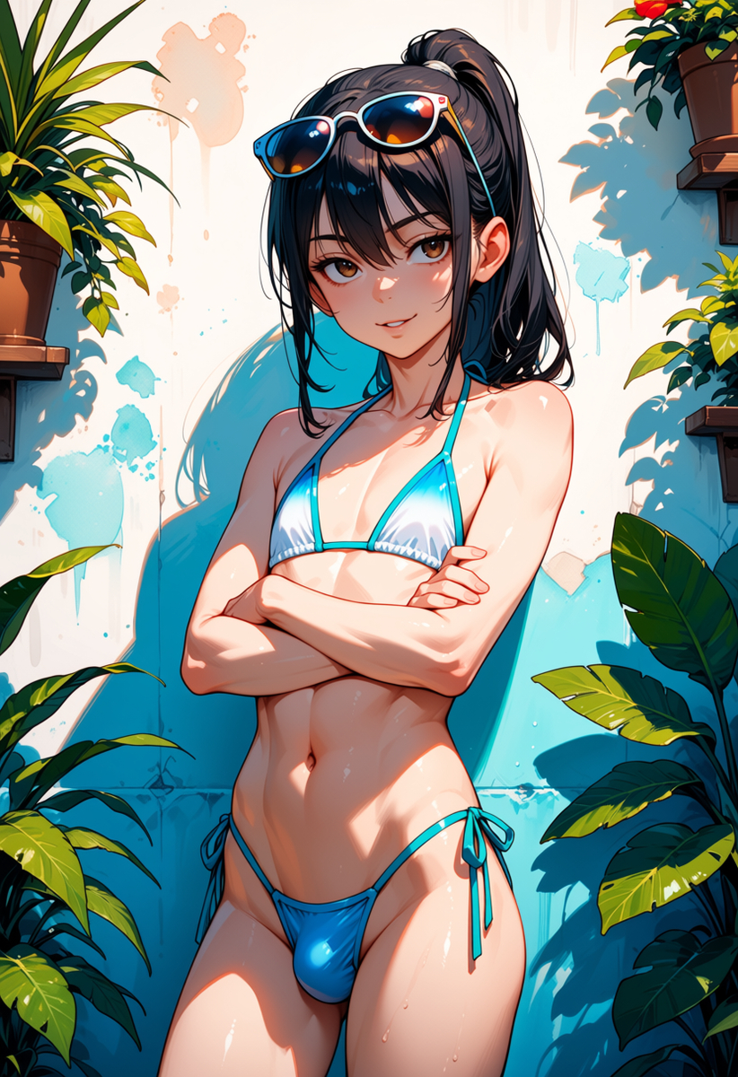 ka2i's tweet photo. #AIイラスト #男の娘 #女装 #ポニーテール #ビキニ #Anima (1/1) https://t.co/uhzA7BKGwe