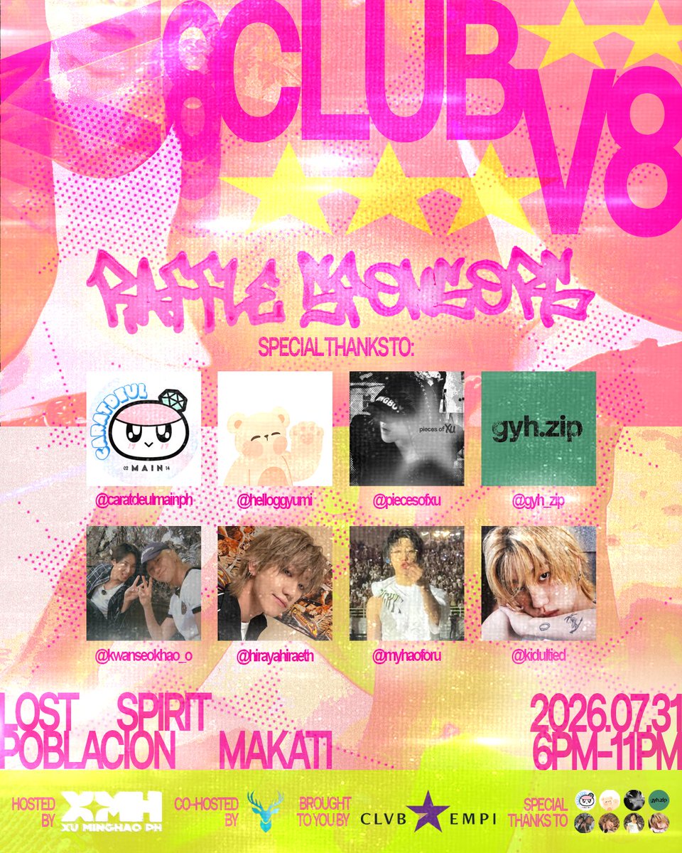 xuminghaoph's tweet photo. 𝗖𝗟𝗨𝗕 𝗩𝟴 𝗥𝗔𝗙𝗙𝗟𝗘 𝗦𝗣𝗢𝗡𝗦𝗢𝗥𝗦 🎁

cheers and special thanks to our raffle sponsors for making #CLUBV8 possible! ❤️‍🔥

@caratdeulmainph @helloggyumi @piecesofxu @gyh_zip @kwanseokhao_o @hirayahiraeth @myhaoforu @kidultied 

we truly appreciate every single one of you <8

#V8_XMHPH #CLUBV8
#THE8 #디에잇 #VERNON #버논
#SEVENTEEN #세븐틴 @pledis_17