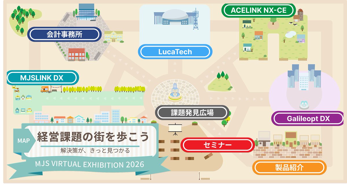 mjs_bkoffice's tweet photo. 【会場マップ公開🏙️🚶‍♂️】
経営課題の街を歩こう。

ログイン後は、自分のアイコンを動かして
マップの上を歩くように会場を巡れます。
気になる製品・セミナーへ、自由に。

※参加には事前登録が必要です。
▼お申込みはこちら
https://t.co/ck5bz6Cv8R
#バーチャル展示会
#MJS https://t.co/P4LMMHYtta