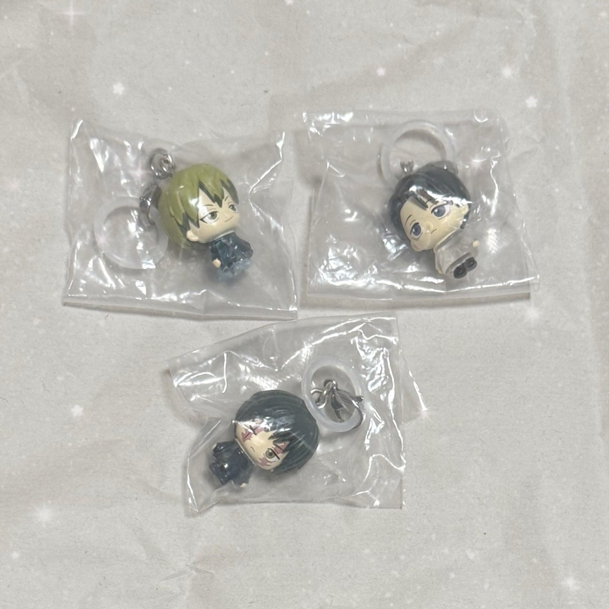 sss_axx26's tweet photo. 【交換】呪術廻戦 めじるしアクセサリー 5周年 死滅回游

譲
虎杖2 釘崎 乙骨2 狗巻 夏油
前弾：直哉 乙骨 真希
（直哉の頭に初期不良あり）

求
伏黒 五条

大阪梅田手渡し、五条含めての交換
五条は友人分になります。
難しいとは思いますが、お気軽にお声がけください🙇‍♂️ https://t.co/3GioXj2tcM