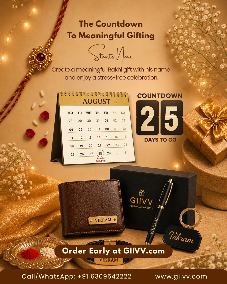 giivv_com's tweet photo. 25 days to Raksha Bandhan 🎁
Start personalising his gift today and enjoy a stress-free https://t.co/W2xUF6iAIm: https://t.co/q942xA2HgJ
WhatsApp: +91 6309542222#GIIVV #Rakhi2026 #RakhiCountdown #PersonalizedGifts #GiftForBrother https://t.co/VYxAmW71uW