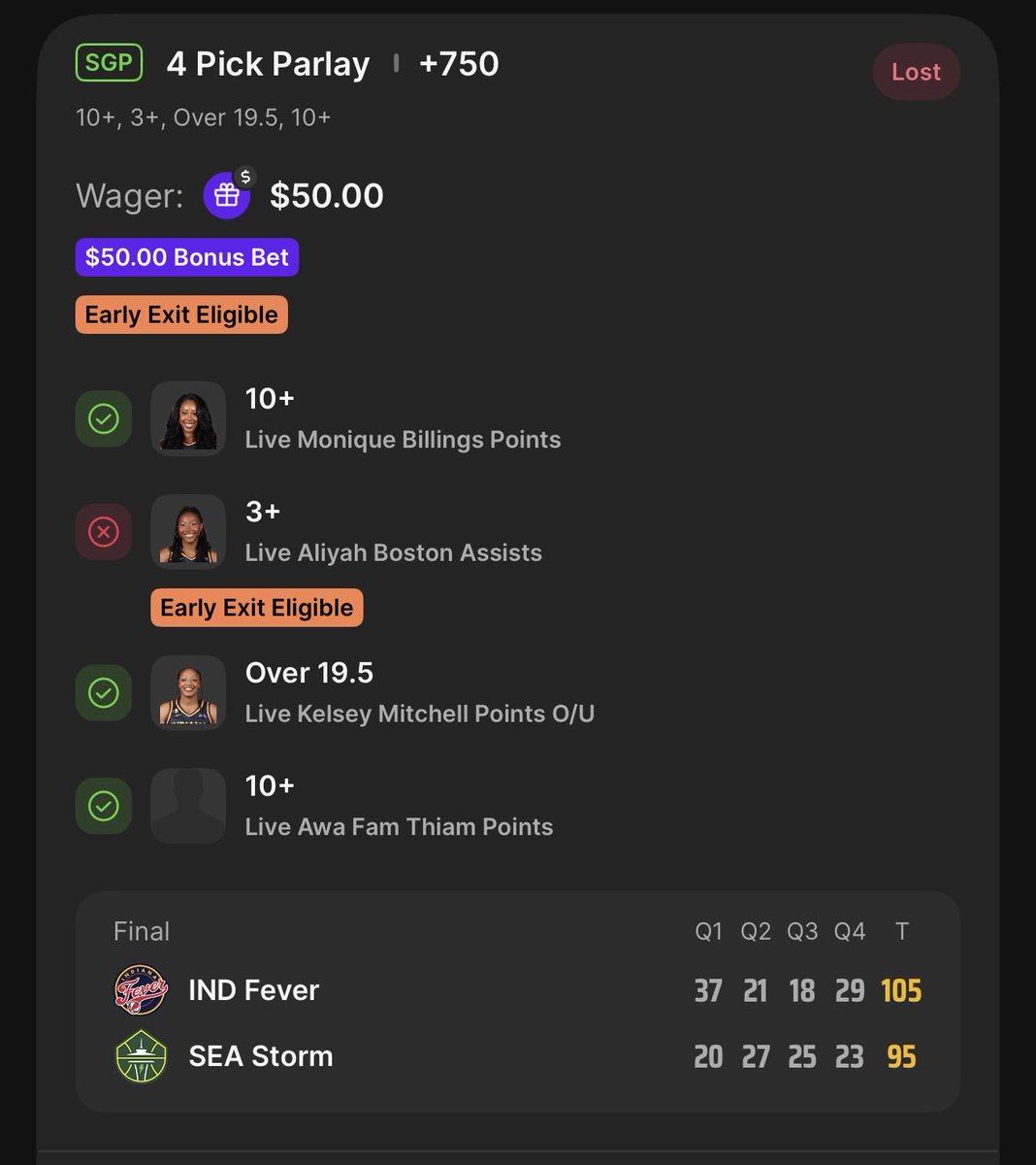PGdaboss's tweet photo. @DK_Assist Aliyah Boston didn’t play the Second half. Fix this scam https://t.co/qauXRPlN3e