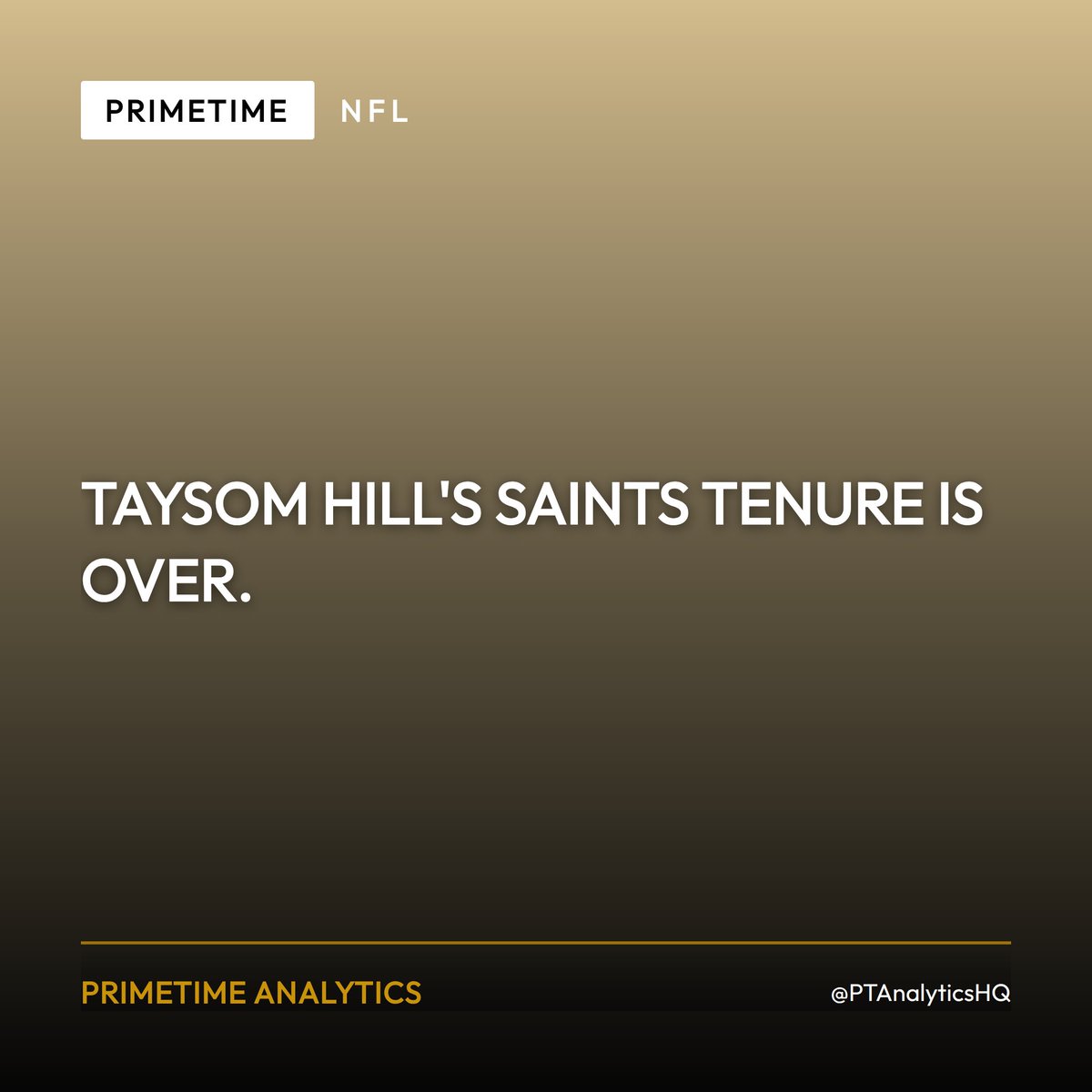 PTAnalyticsHQ's tweet photo. Taysom Hill's Saints tenure is over.

After nine seasons as the ultimate Swiss Army knife — quarterback, tight end, fullback, special teamer — Hill won't be back in New Orleans for a 10th. No further details yet on his next move.

Where does a player this unconventional even fit next, and can any offense scheme him the way the Saints did?