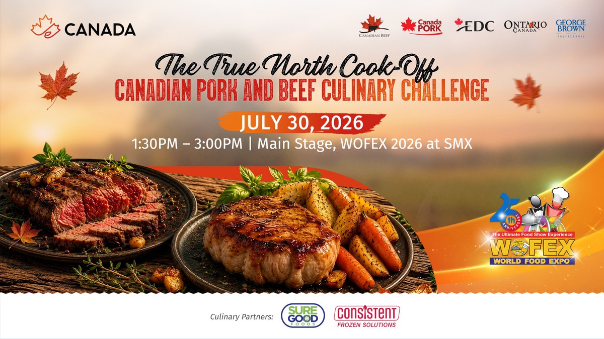 CanEmbPH's tweet photo. Join us today and witness our Canadian culinary challenge at WOFEX! 

Organized as part of the Philippine Culinary Cup, the 'True North Cook-Off' will see 30 chefs test their skills and compete amongst each other using our featured Canadian products. https://t.co/onVyP6DYof