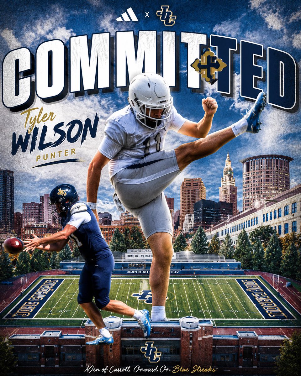 tylerwilson1121's tweet photo. Super excited for this opportunity to play for John Carroll University. Can’t wait to get to work! Thank you to the @ThePuntFactory for all you’ve done. Wouldn’t be here without you! @JCUFootball @BrianPolian https://t.co/1VGvwvVKhq