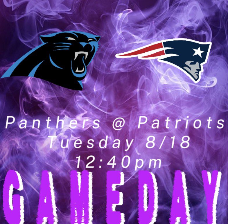 nationalpfl's tweet photo. Panthers @ Patriots 
August 18th
12:40pm ET https://t.co/0snOSqkEC9