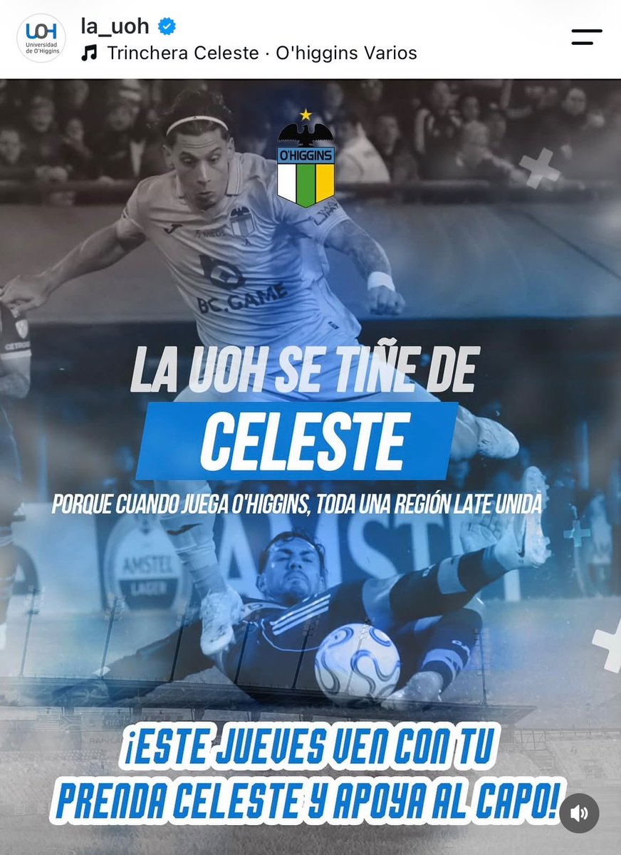 hcastromo's tweet photo. También se suma la Universidad de O’Higgins al apoyo de #O'Higgins para mañana. Vamos Celeste!!! https://t.co/AywKoCpvN7