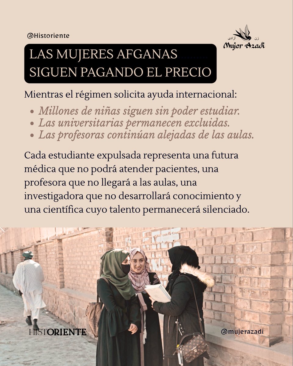 mujerazadi's tweet photo. Al mismo tiempo, el régimen expulsó a las mujeres de las universidades, privando a Afganistán de generaciones enteras de futuras profesoras, médicas, científicas e investigadoras. https://t.co/GUsOxKWnkq
