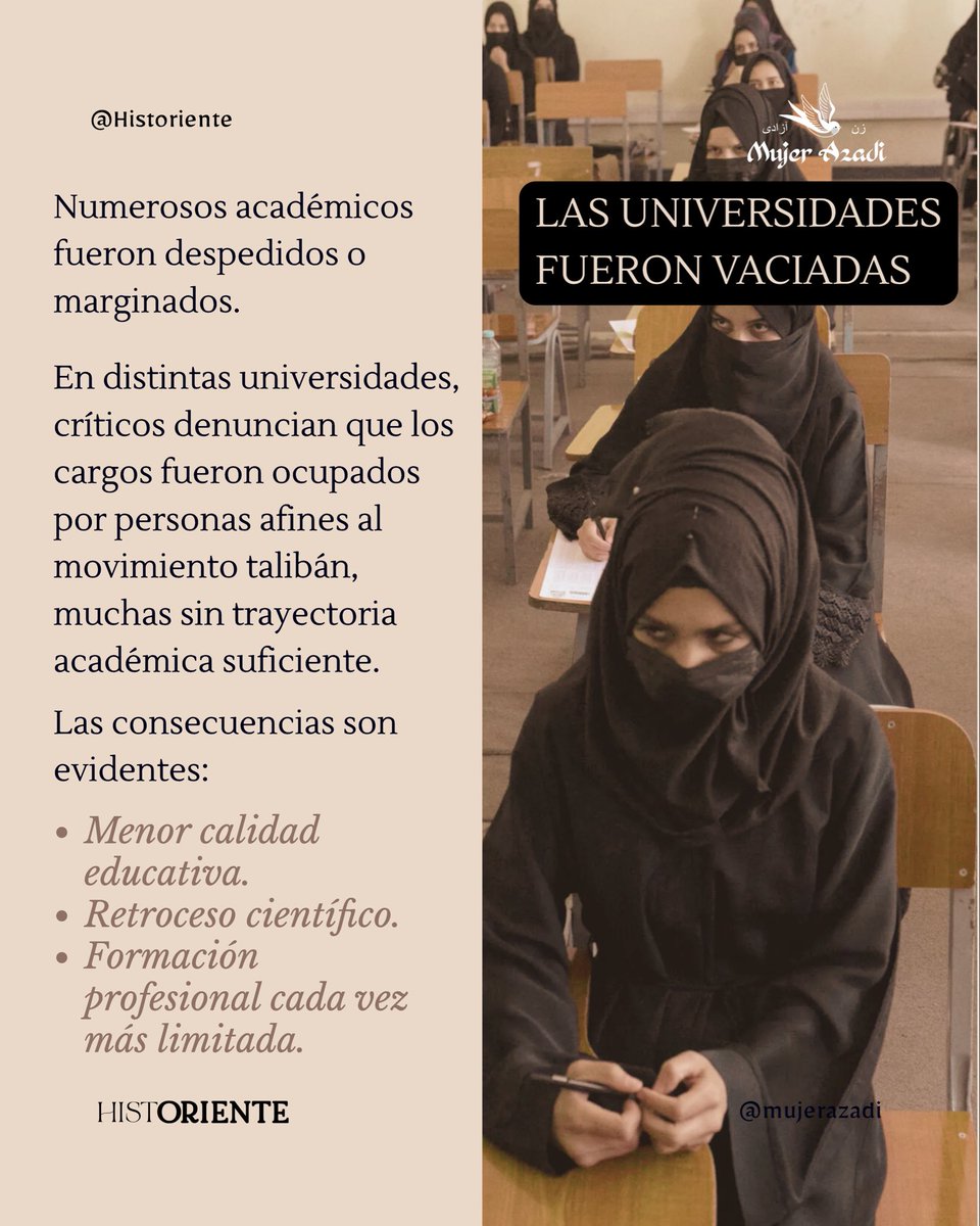mujerazadi's tweet photo. Al mismo tiempo, el régimen expulsó a las mujeres de las universidades, privando a Afganistán de generaciones enteras de futuras profesoras, médicas, científicas e investigadoras. https://t.co/GUsOxKWnkq