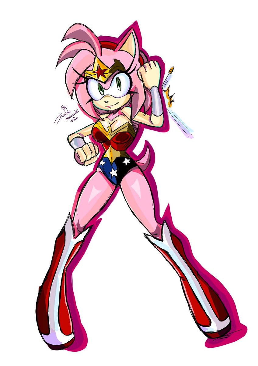 daniela_AT27's tweet photo. Dibujo de Amy rose con el traje original de wonder Woman #myart #fanart #wonderwoman #amyrose https://t.co/bMF6cVNtQC
