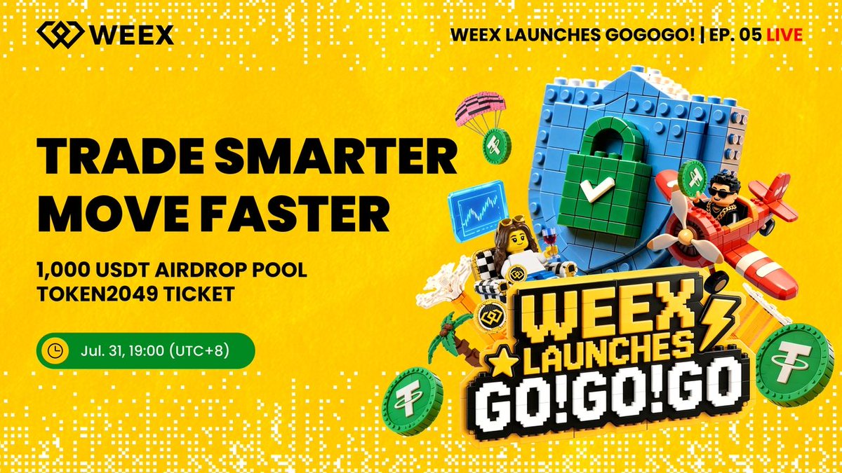 WEEX_Official's tweet photo. WEEX GOGOGO Ep.5 goes LIVE tomorrow! 🚀

🔥 What you need to do RIGHT NOW: 👉 Read carefully: https://t.co/vLPGlzjJcr 
✨ See the brand-new features WEEX is bringing you 
💰 Learn how to maximize your rewards (early bird campaign is LIVE now — first-come, first-served!) 

⏰ Most important: set your reminder & don't miss it 👇 
📺 https://t.co/Rw7Y47i03e
Trade smarter. Move faster. 💥
#WEEX #WEEXGOGOGO #cryptotrading #airdrop