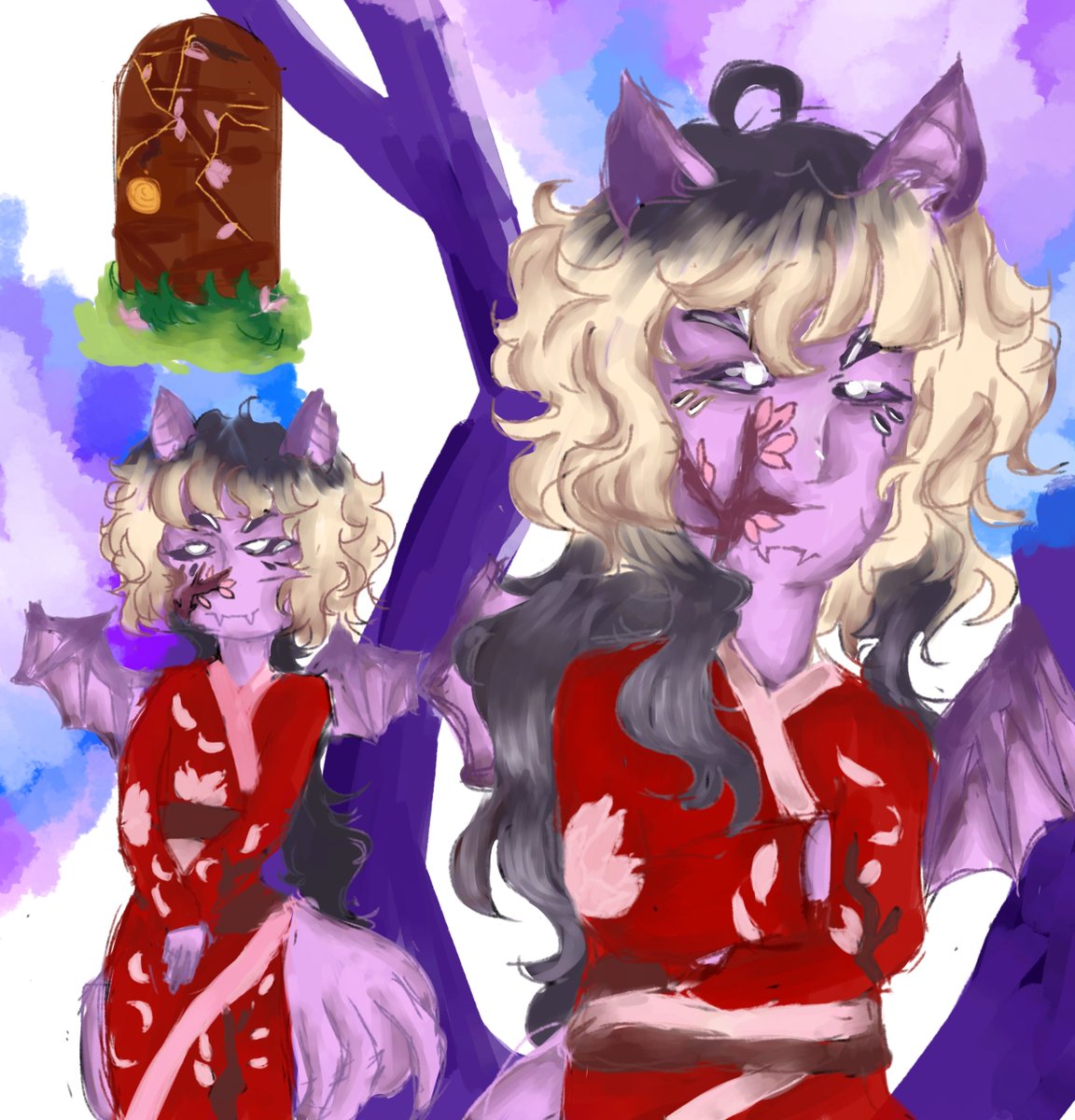 _yinney's tweet photo. Finalmente minha chatsona!! 

Seu nome é Akemy, seu mundo era um jardim de cerejeiras, sua porta parecia um tronco de cerejeira (como está no desenho) e só isso, espero q gostem!!
#Chatsonas #Dantewill https://t.co/B3XcMQW1VF