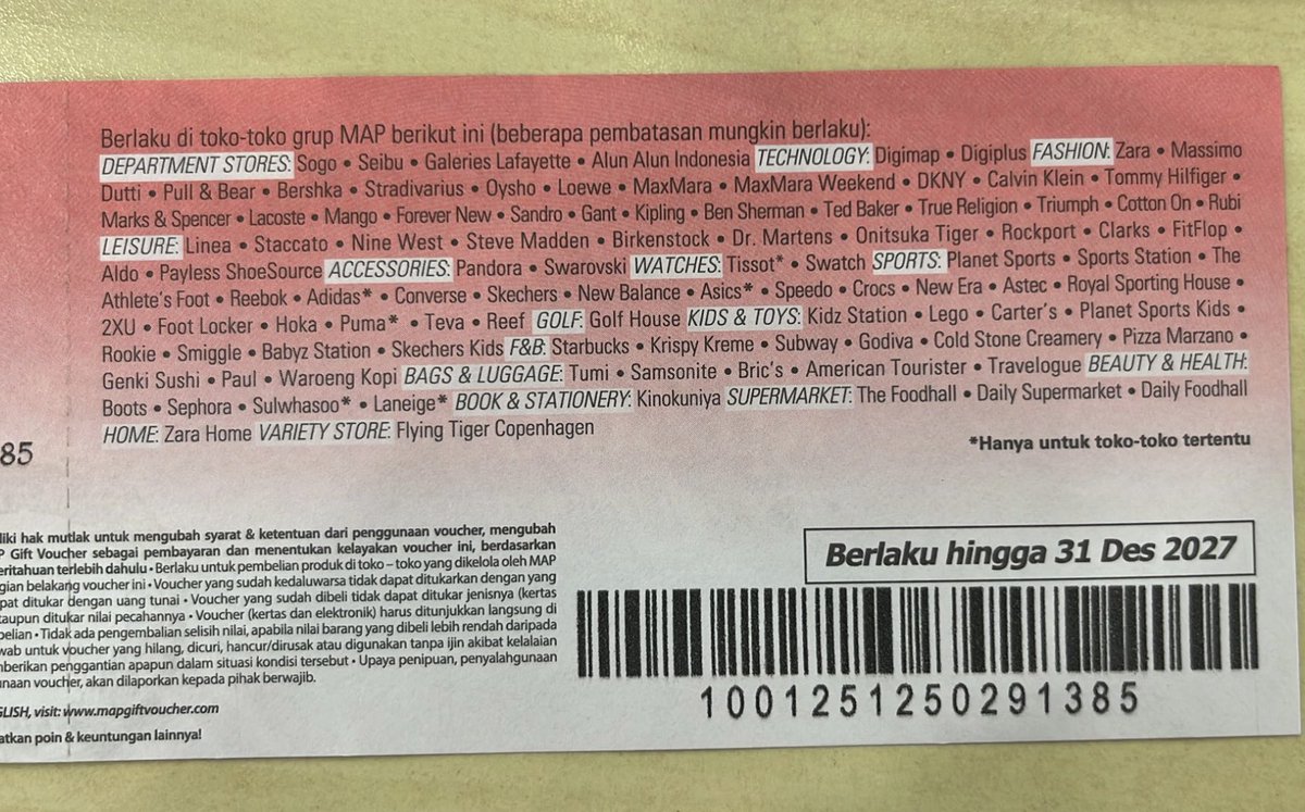 livelovecryhug's tweet photo. WTS want to sell voucher MAP for all map stores (sport station, footlocker, adidas, diadora, nike, sephora, sogo, digimap, digiplus, ZARA, stradivarius dll)
aku ada 1 juta, aku jual 950rb yaa diskon 5%, kalo mau ambil kurang dari 1jt juga bolehhh
#zonauang #MAPvoucher #MAP https://t.co/hoygp9GjMn