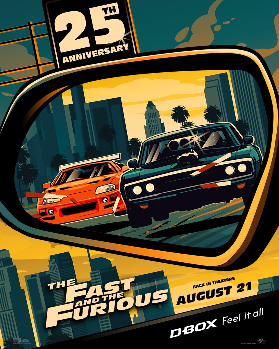 CinepolisUSA's tweet photo. Time to ride again. 🏎️🔥 Relive the iconic original street race on the big screen like never before. #FastAndTheFurious is back on August 21! 🍿🎬 https://t.co/qx4sH2qS0w