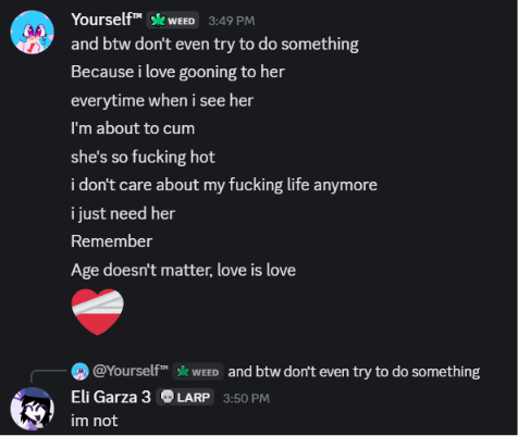 Eli_Garza_2's tweet photo. ngl this guy is very hazardous and a serious danger/threat towards the entire skyverse community "yourself" aka. "sillyskyfan"
i had confronted him and was also undercovering
#skyverse #sillyskyfan #exposed #drama #fridaynightfunkin #lolcow #pdf #jidion #pedophile #fnfsky #sky https://t.co/kMgrySoWiq