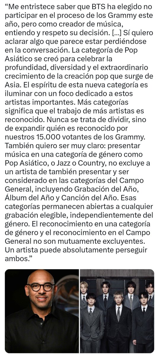 ARMYForce_Peru's tweet photo. Esto no puede ser real. 🙂 

Una ARMY escribió cómo imaginaba que responderían los GRAMMYs... #WeStandWithBTS

Y el CEO terminó diciendo prácticamente lo mismo.

Juzguen ustedes mismos.

Predicción                      Respuesta
de ARMY          🆚    oficial GRAMMY https://t.co/IJrxXJrFoM
