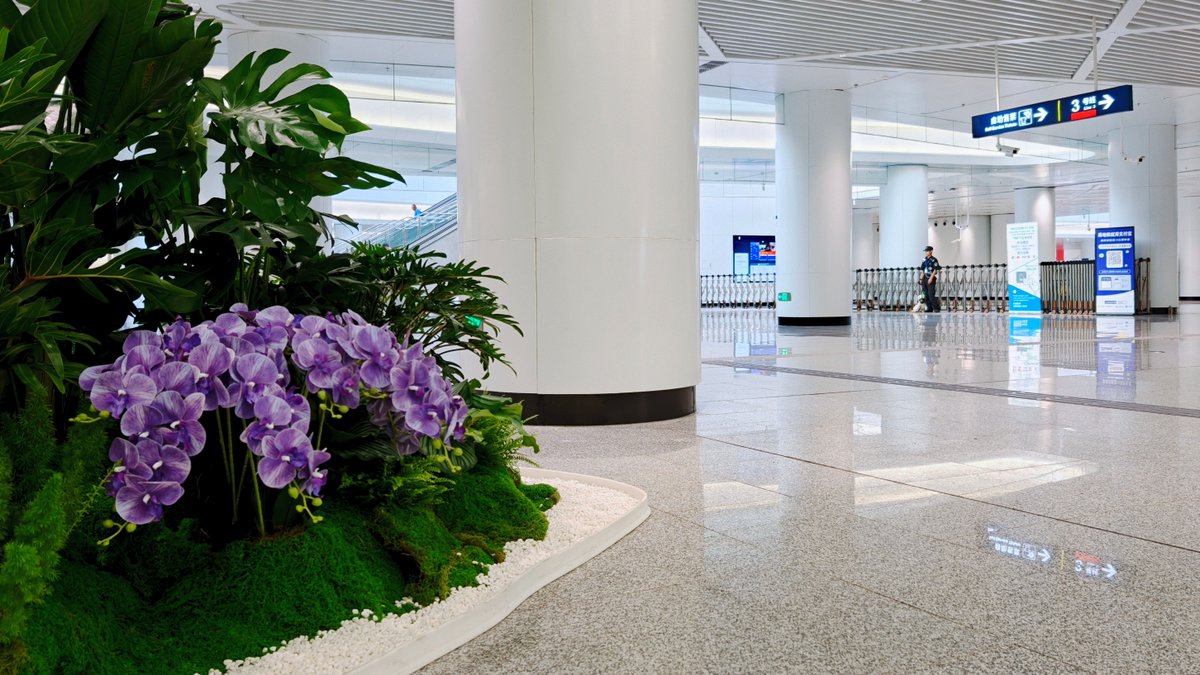 VisitBeijingcn's tweet photo. Chaoyang Railway Station connects seamlessly with Beijing Subway Line 3. The connected subway station features a lush indoor garden, bringing a refreshing touch of greenery to every journey. https://t.co/wAlZbip8ek