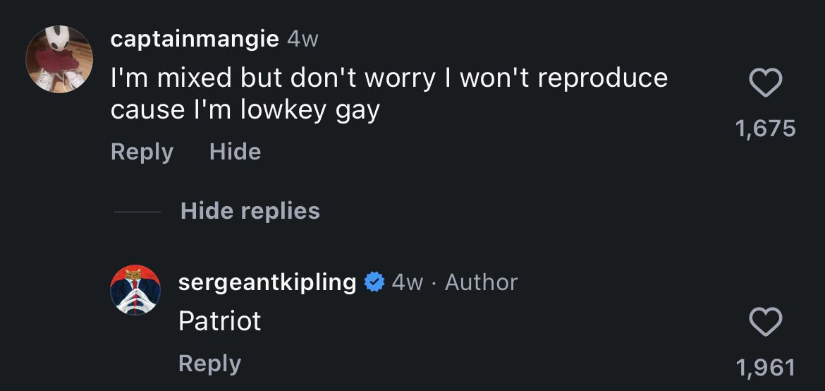 sergeantkipling's tweet photo. The Instagram comment section is a remarkable and wonderful place https://t.co/GdOgBhNqQ0