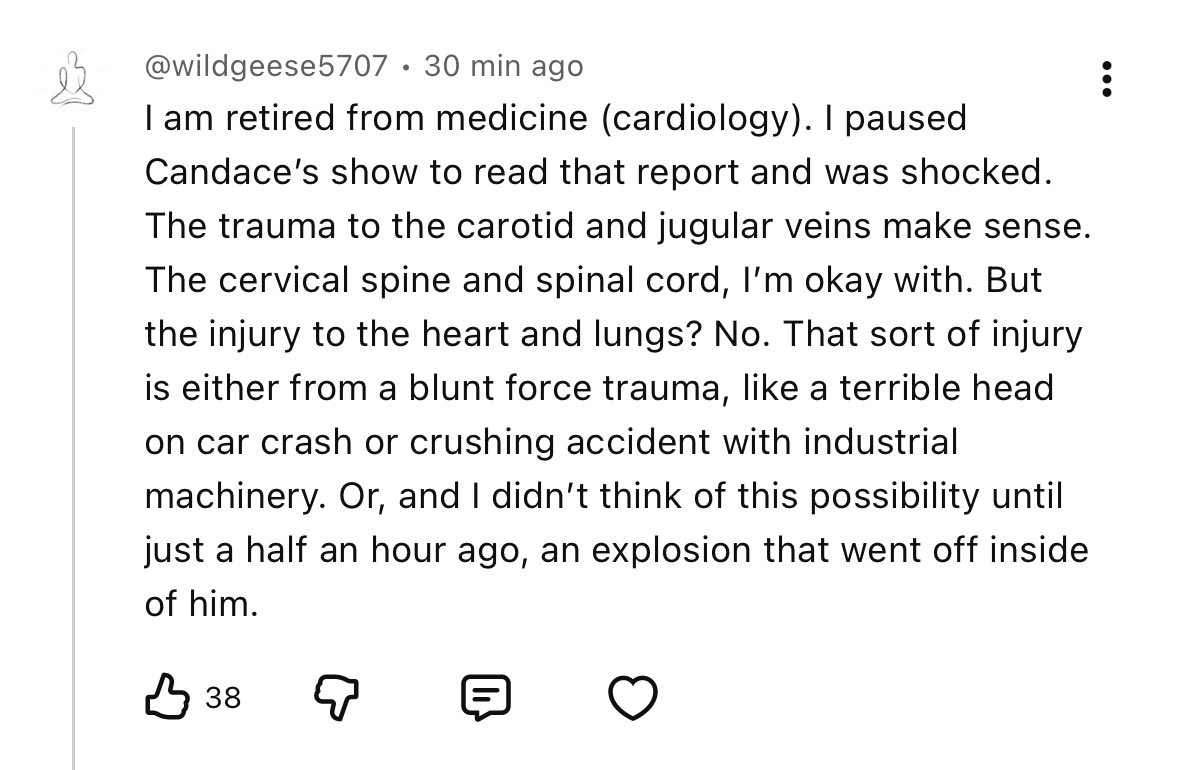 RealCandaceO's tweet photo. Interesting comments coming in regarding the medical examiner’s report on Charlie. 

Things are certainly going to get interesting. 

Just how magical was this bullet? https://t.co/whHk2crKFI